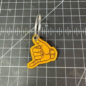 Shacka leather keychain Hawaiian “hang loose” hand keychain